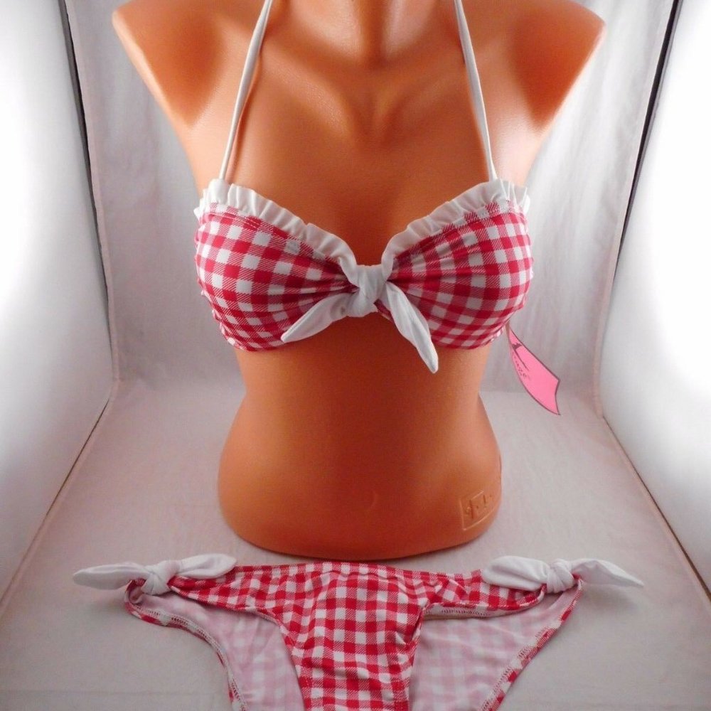 Bettie Page Gingham Bikini 2pc Swimsuit Pin Up - Picture 2 of 5